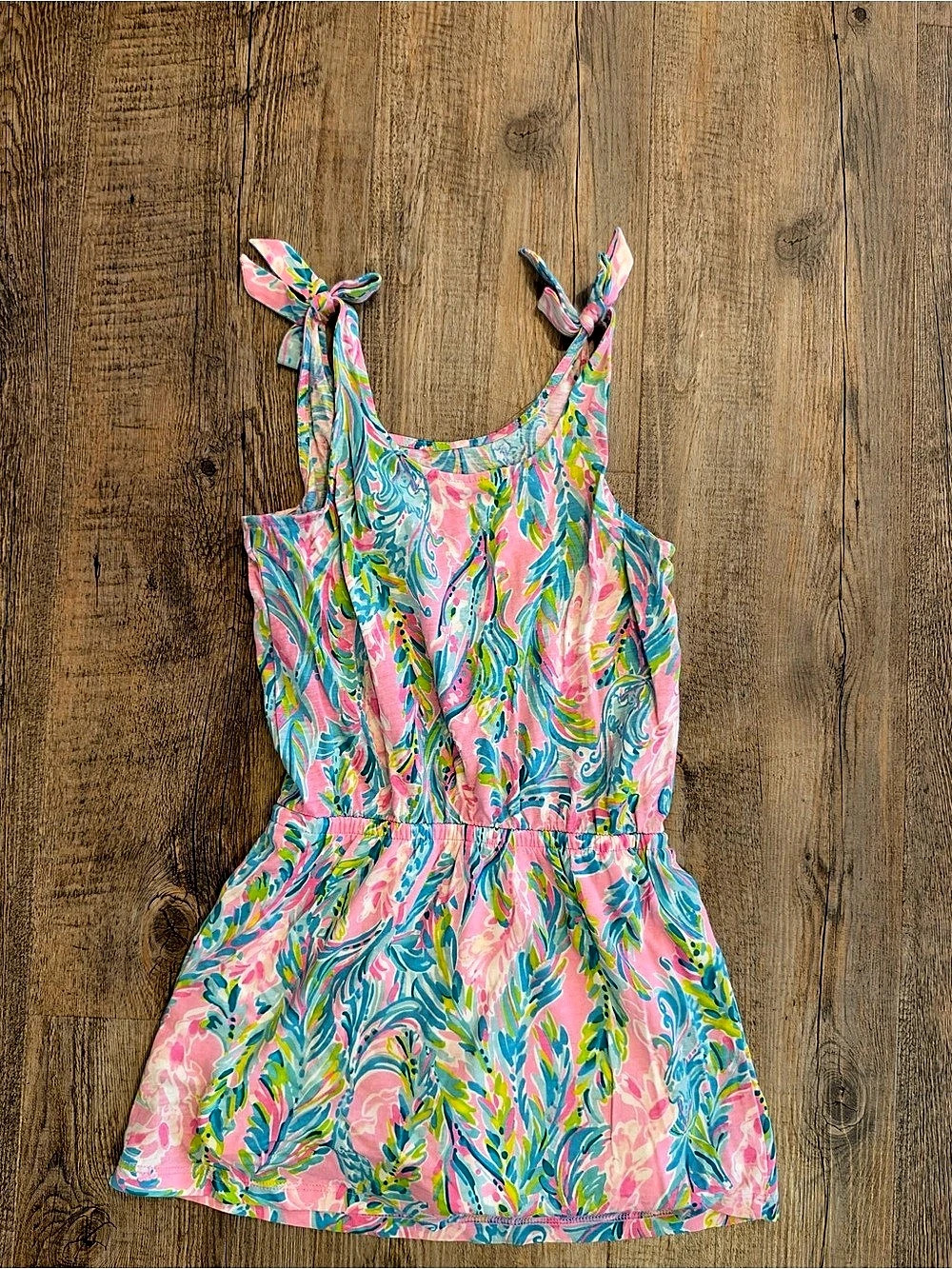 Lilly Pulitzer Girls Sundari Romper Pink & Blue Girls Small